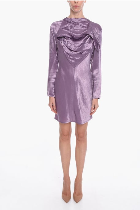 Vestido midi BANDANA de satén en violeta - Image 1
