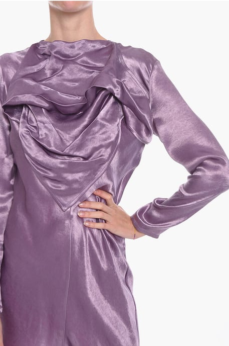 Vestido midi BANDANA de satén en violeta - Image 3