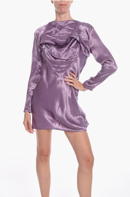 Vestido midi BANDANA de satén en violeta - Image 4