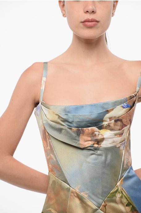 Top de satén estampado con cremallera trasera en multicolor - Image 3
