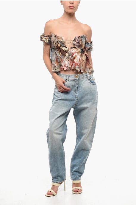 Top de seda con hombros descubiertos y estampado multicolor - Image 4