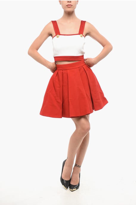 Top corto de punto con botones con logotipo en blanco y rojo - Image 4