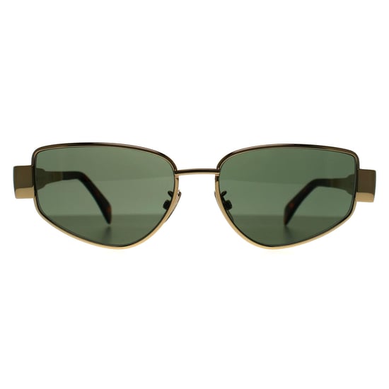 Celine Cat Eye Womens Shiny Endura Gold Green Metal Triomphe CL40293U - Image 1