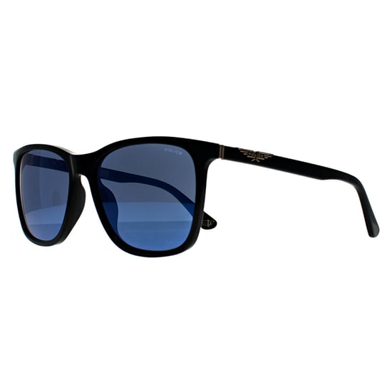 Police Square Mens Negro Brillante Ahumado Espejo Azul SPL872N Origins 1 - Image 2