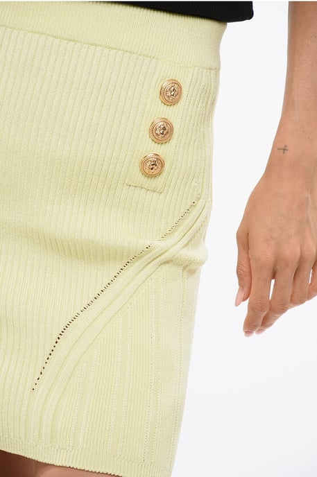 Minifalda de punto con diseño cruzado en amarillo - Image 3
