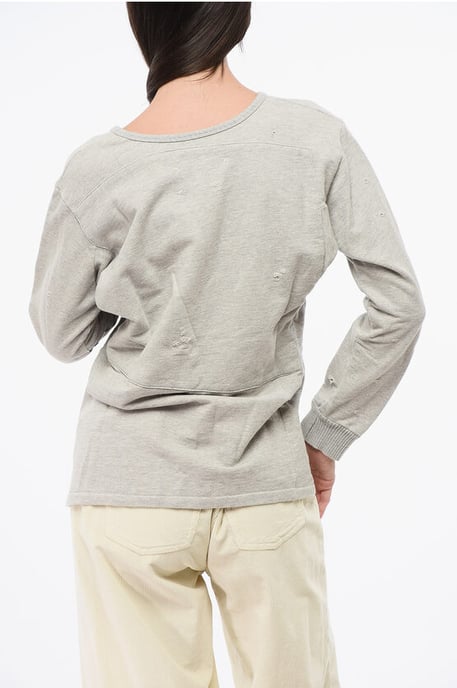 Sudadera gris de cuello redondo con dos botones MM1 MM10 - Image 2