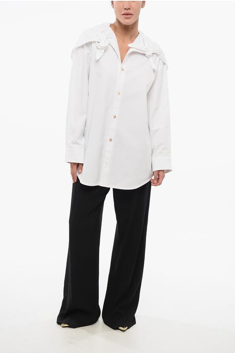 Camisa oversize con detalle anudado en blanco - Image 4