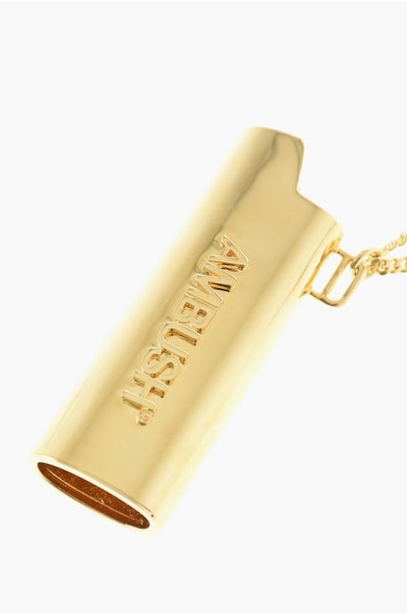 Collar de metal con efecto dorado y colgante de encendedor en oro - Image 3