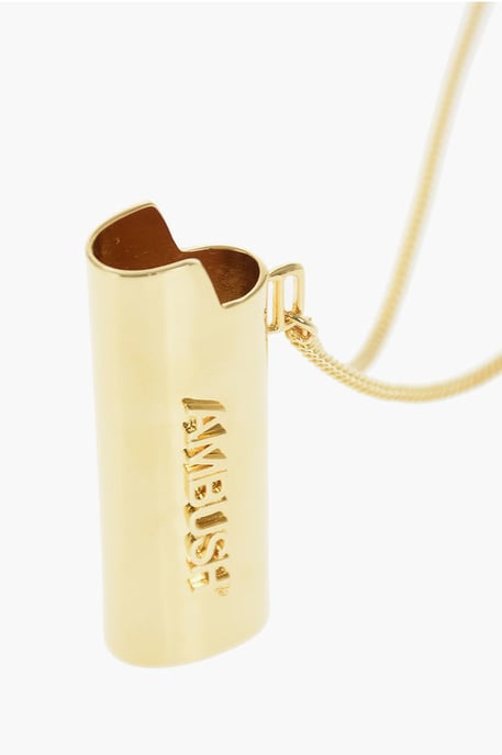 Collar de metal con efecto dorado y colgante de encendedor en oro - Image 4