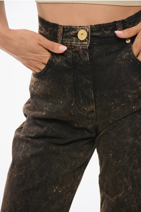 Vaqueros rectos con efecto lavado ácido de 18 cm en marrón y negro - Image 3