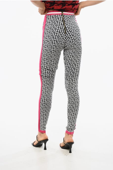Leggings de punto con estampado de monograma en blanco y negro - Image 2