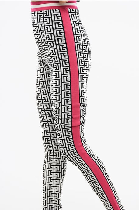 Leggings de punto con estampado de monograma en blanco y negro - Image 3