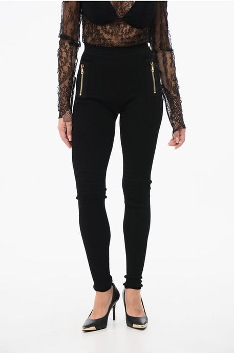 Leggings de punto con detalle de cremallera en negro - Image 1