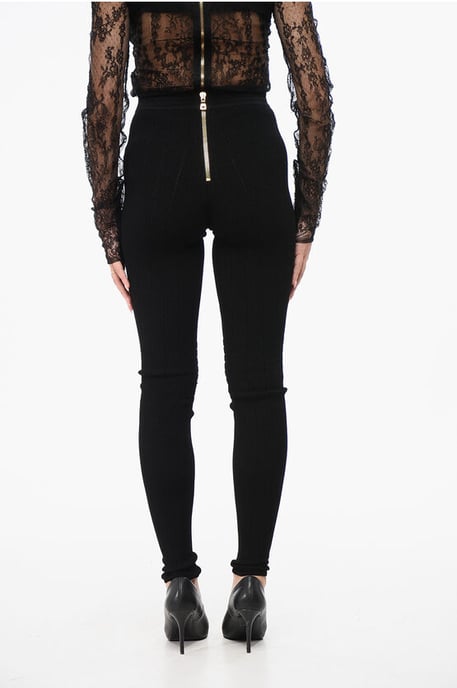 Leggings de punto con detalle de cremallera en negro - Image 2