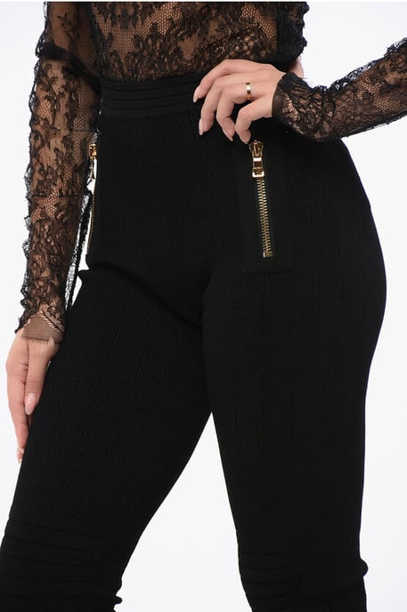 Leggings de punto con detalle de cremallera en negro - Image 3