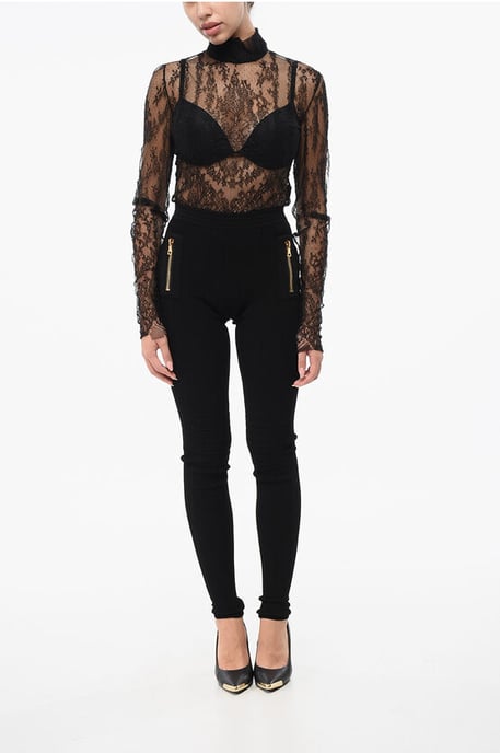 Leggings de punto con detalle de cremallera en negro - Image 4
