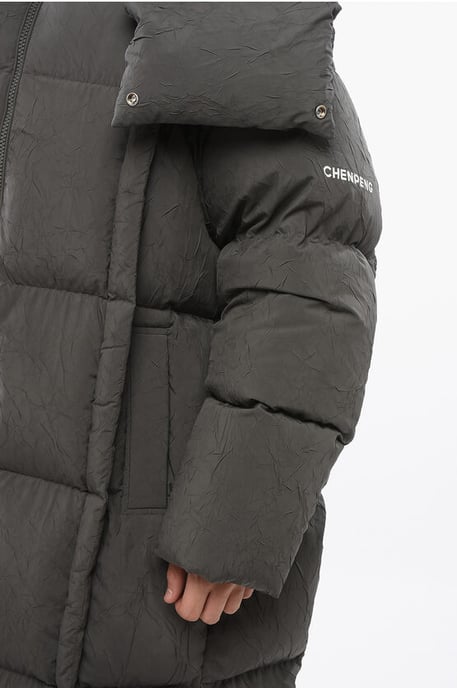 Chaqueta maxi acolchada de plumón MM6 con capucha extraíble en gris - Image 3