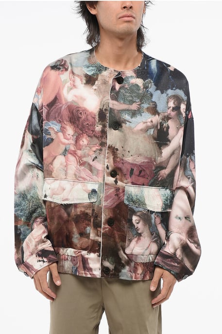 Chaqueta ligera de satén estampada en multicolor - Image 1