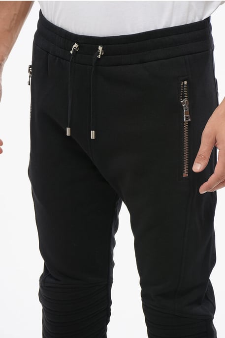 Joggers biker de algodón cepillado con logotipo grabado en negro - Image 3