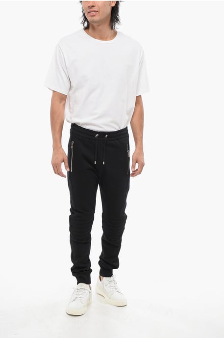 Joggers biker de algodón cepillado con logotipo grabado en negro - Image 4