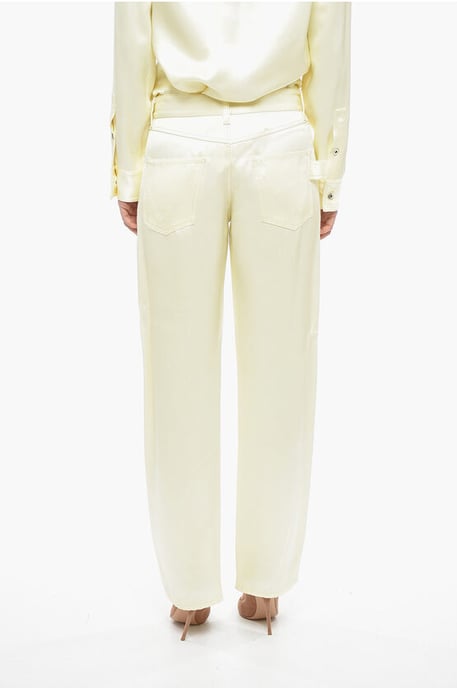 Pantalones holgados de mezcla de viscosa y seda en amarillo - Image 2