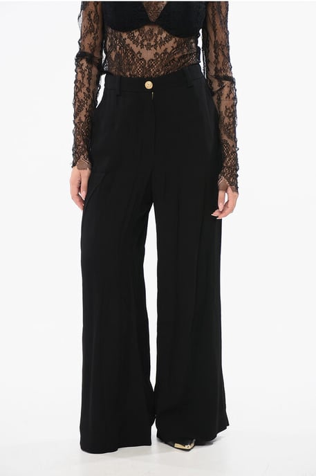 Pantalones anchos de crepé de viscosa en color negro - Image 1