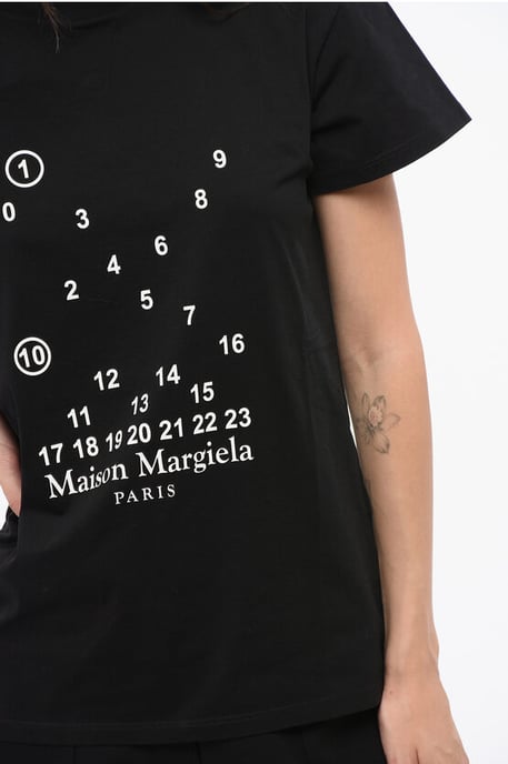 Camiseta de algodón MM1 MM10 con cuello redondo y monograma en contraste en negro - Image 3