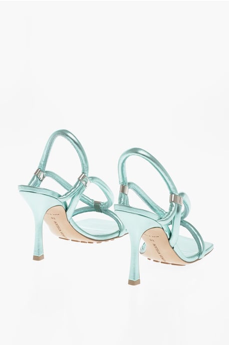 Sandalias de Piel Efecto Metalizado 9 cm en Azul Claro - Image 2