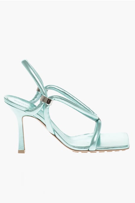 Sandalias de Piel Efecto Metalizado 9 cm en Azul Claro - Image 3