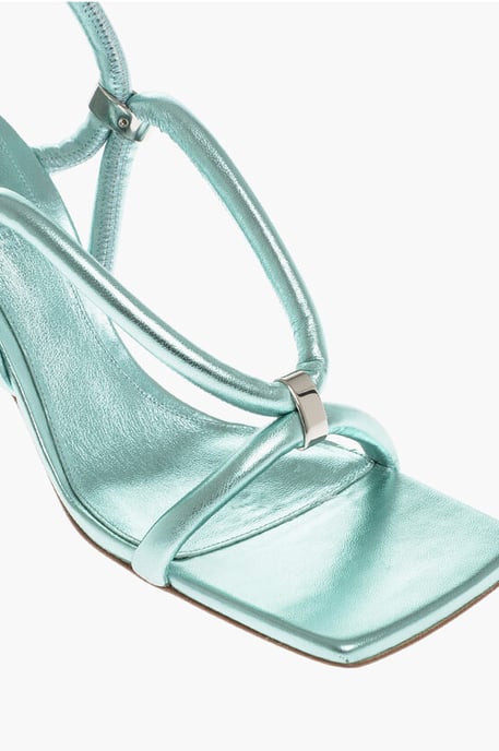 Sandalias de Piel Efecto Metalizado 9 cm en Azul Claro - Image 4