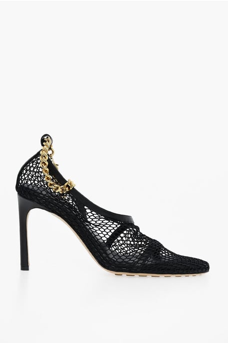 Sandalias de malla con cierre de cadena dorado en Nero, Oro - Image 3