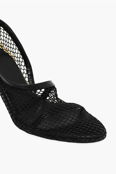 Sandalias de malla con cierre de cadena dorado en Nero, Oro - Image 4