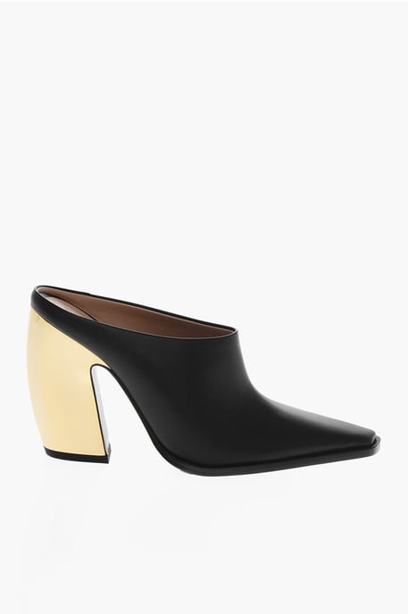 Mules TOKYO de piel con tacón metálico de 11 cm en color negro - Image 3