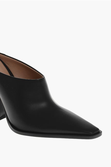Mules TOKYO de piel con tacón metálico de 11 cm en color negro - Image 4