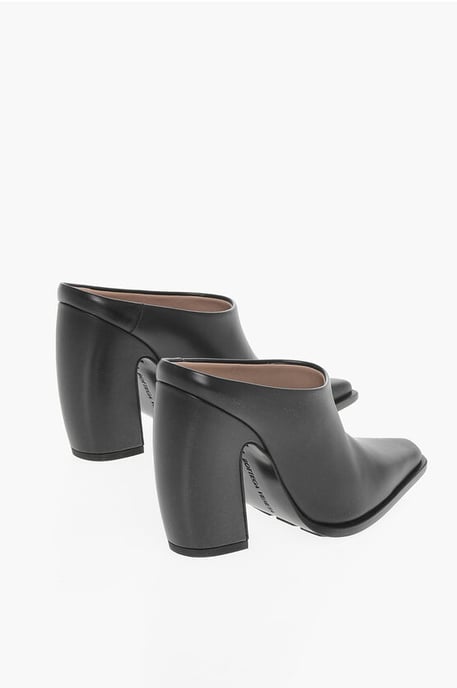 Mules de piel TEX con tacón forrado de 10 cm en color negro - Image 2
