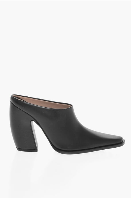 Mules de piel TEX con tacón forrado de 10 cm en color negro - Image 3