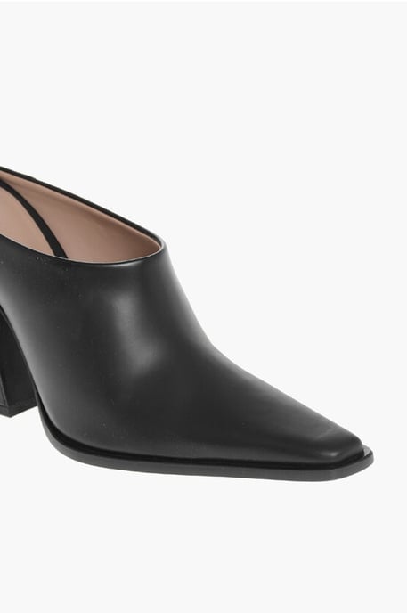Mules de piel TEX con tacón forrado de 10 cm en color negro - Image 4