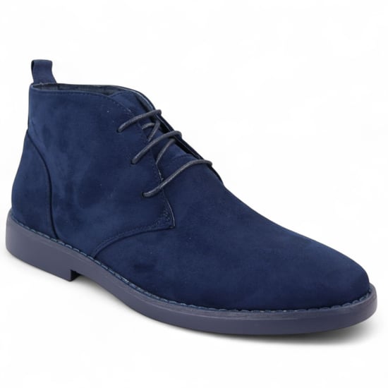 Botas chukka de ante estilo desértico de primera calidad para hombre en color azul marino - Image 2