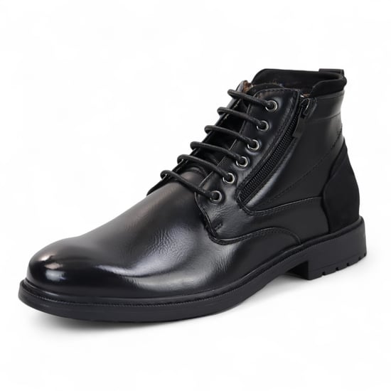 Botines negros con cordones estilo motero para hombre - Image 3