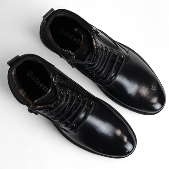 Botines negros con cordones estilo motero para hombre - Image 4