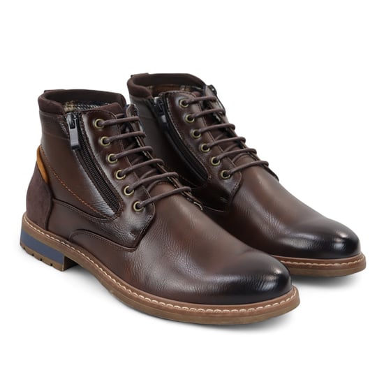 Botines moteros marrones con cordones para hombre - Image 2