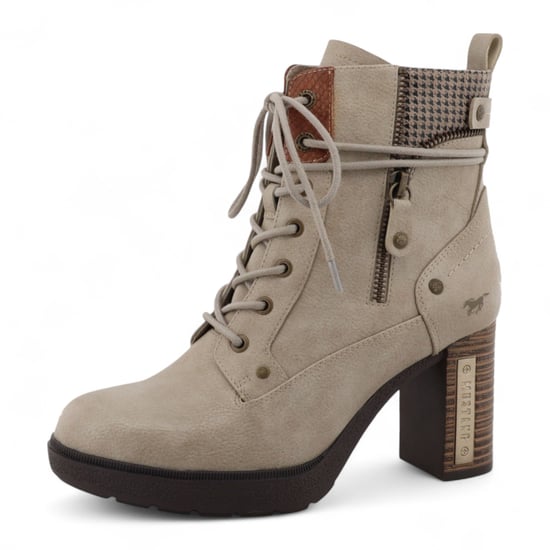 Botines Mustang de tacón alto en blanco roto para mujer - Image 3