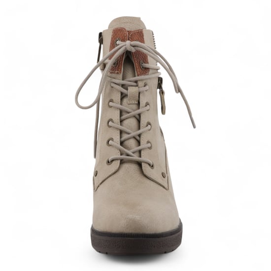 Botines Mustang de tacón alto en blanco roto para mujer - Image 4