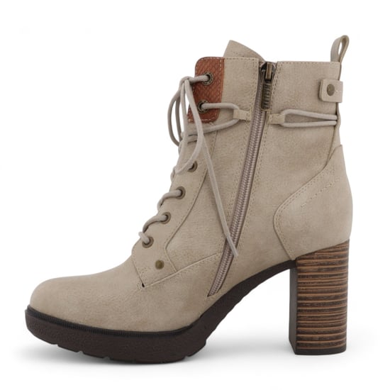 Botines Mustang de tacón alto en blanco roto para mujer - Image 5