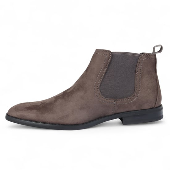 Botas Chelsea de ante gris para hombre, sin cordones y forradas en piel auténtica - Image 1