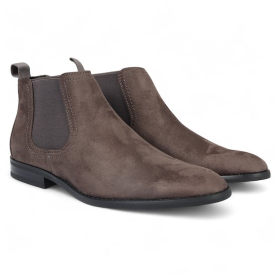 Botas Chelsea de ante gris para hombre, sin cordones y forradas en piel auténtica - Image 2