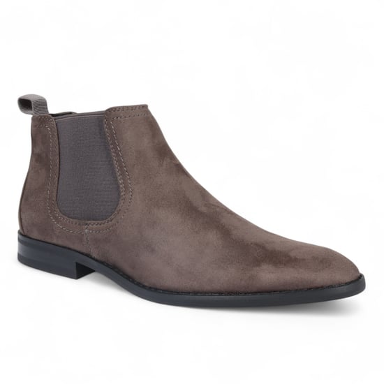 Botas Chelsea de ante gris para hombre, sin cordones y forradas en piel auténtica - Image 3
