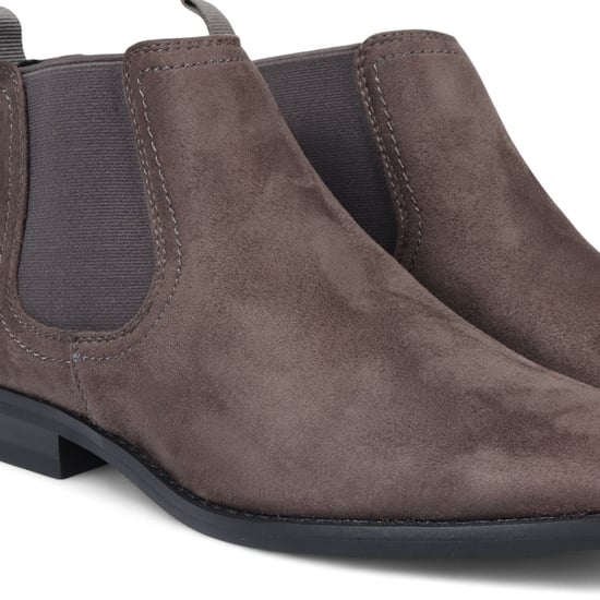 Botas Chelsea de ante gris para hombre, sin cordones y forradas en piel auténtica - Image 4
