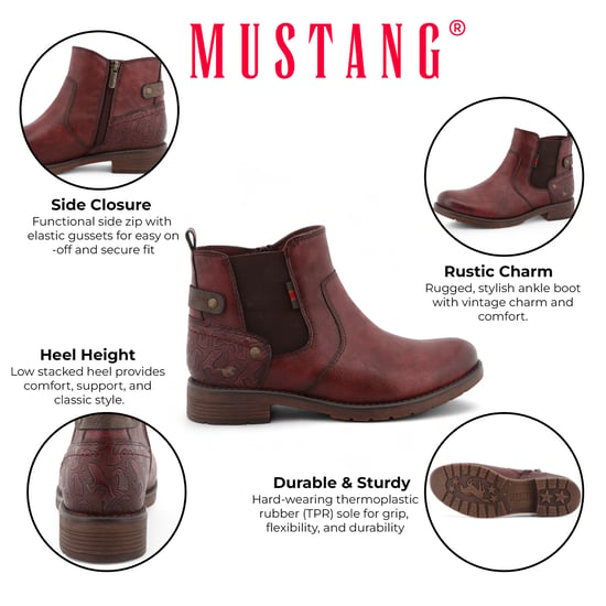 Botines Chelsea Mustang burdeos para mujer - Image 2