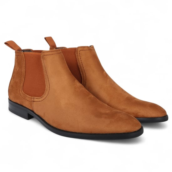 Botas Chelsea de ante color tostado para hombre, sin cordones, forradas en cuero auténtico - Image 2